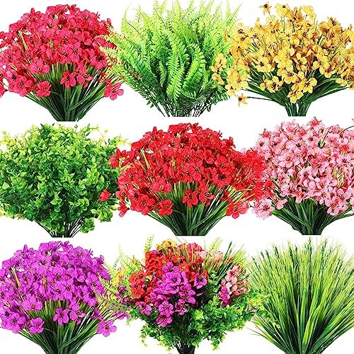 Zeyune 56 Piece Artificial Flowers for Outdoor Decor