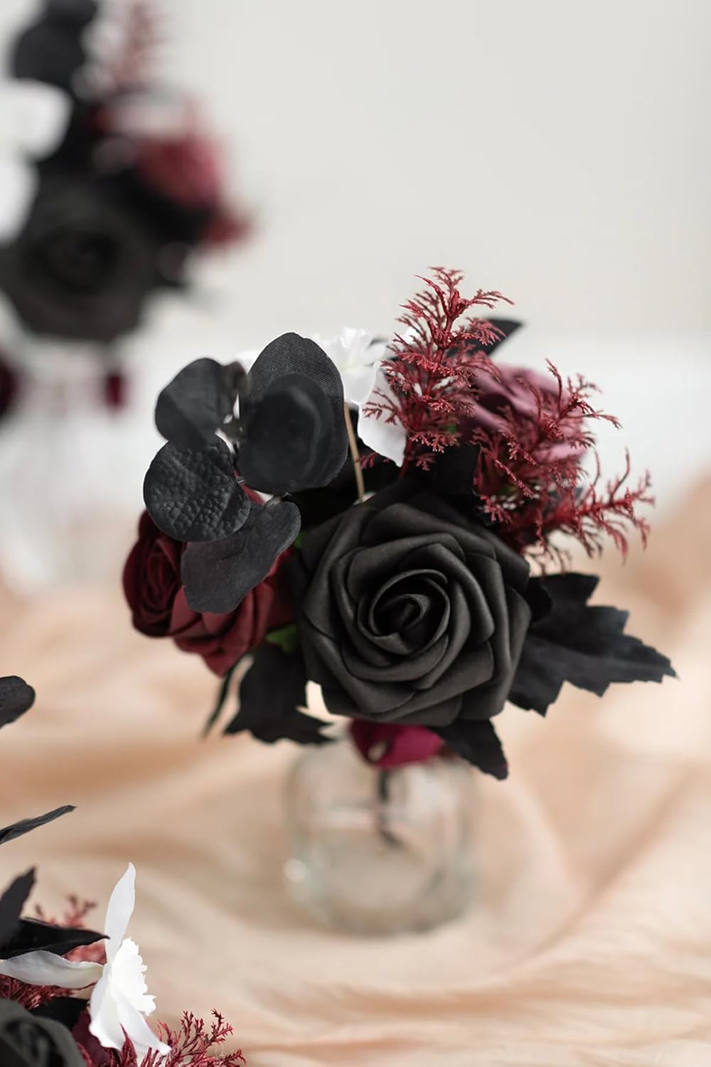 Moody Burgundy Black Artificial Flowers and Greenery Mini Combo Set