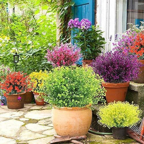 8 Pack Artificial Bell Willow Shrubs UV Resistant Fake Plants
