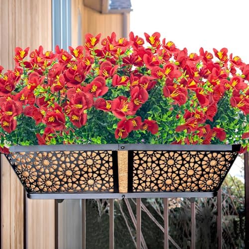 8 Bundles Artificial Flowers Outdoor UV Resistant Faux Plants Set