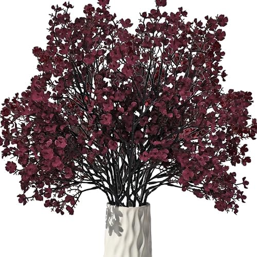 Mandys Burgundy Artificial Babys Breath Flowers 15 Bundles