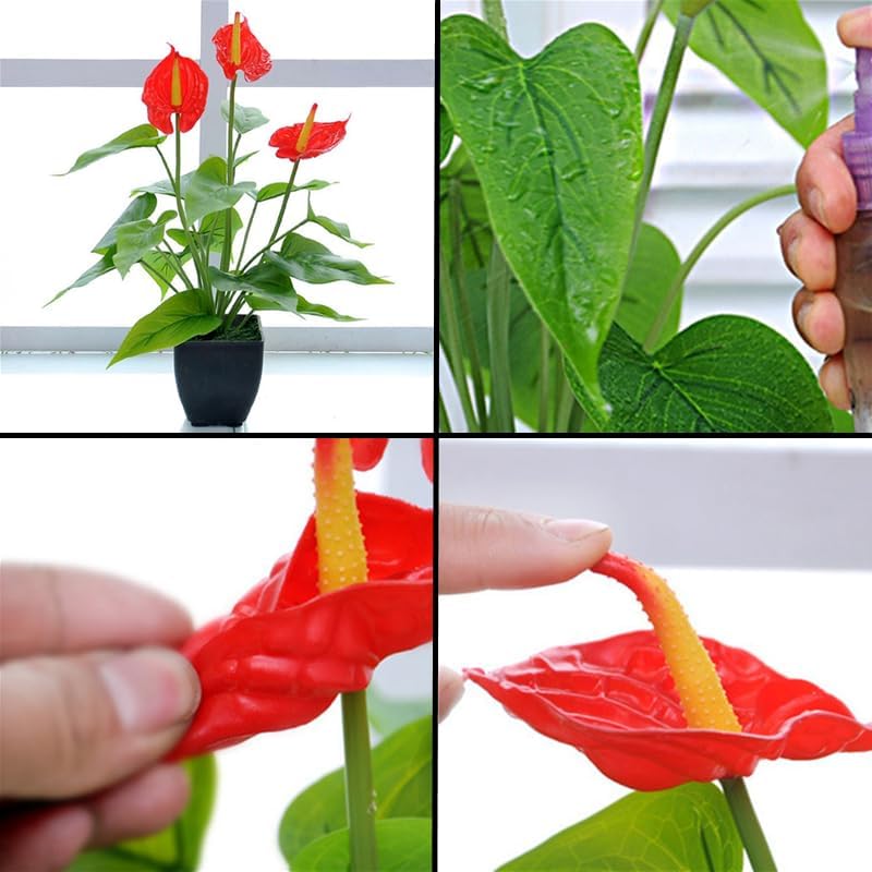 161 Inch Artificial Anthurium Potted Plant Red