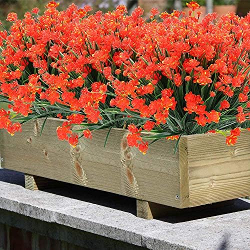 KLEMOO Artificial Flowers 8 Bundles UV Resistant Decor