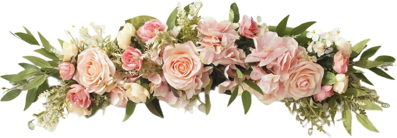 Pink Rose Wedding Arch Flowers with Greenery