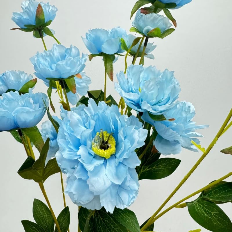 Urier 3 Branch Artificial Peonies Blue 305 Inch Long Stem Flowers