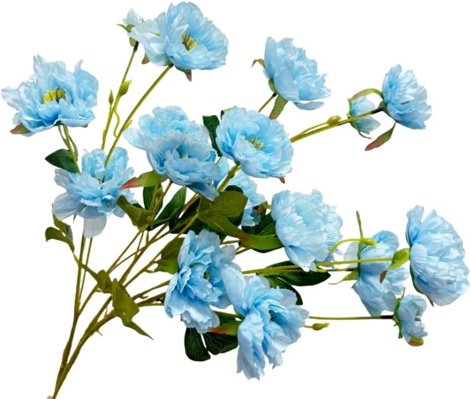 Urier 3 Branch Artificial Peonies Blue 305 Inch Long Stem Flowers