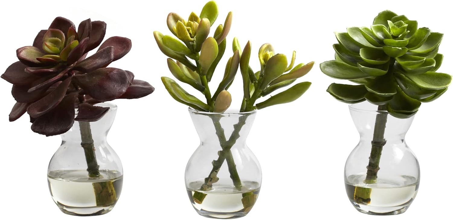 Nearly Natural Succulent Arrangements Set of 3