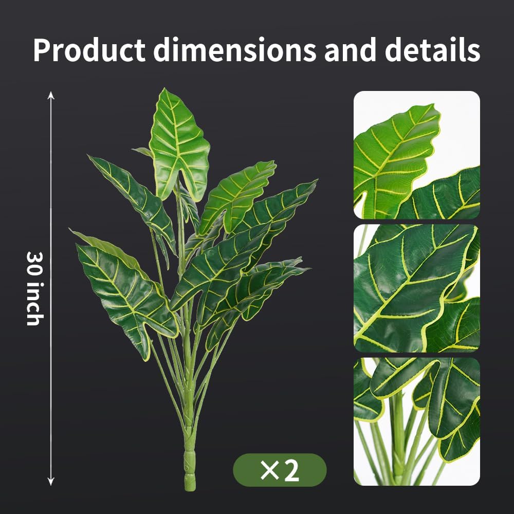 MelorcaGuilla 2PCS 30 Inch Fake Taro Plants
