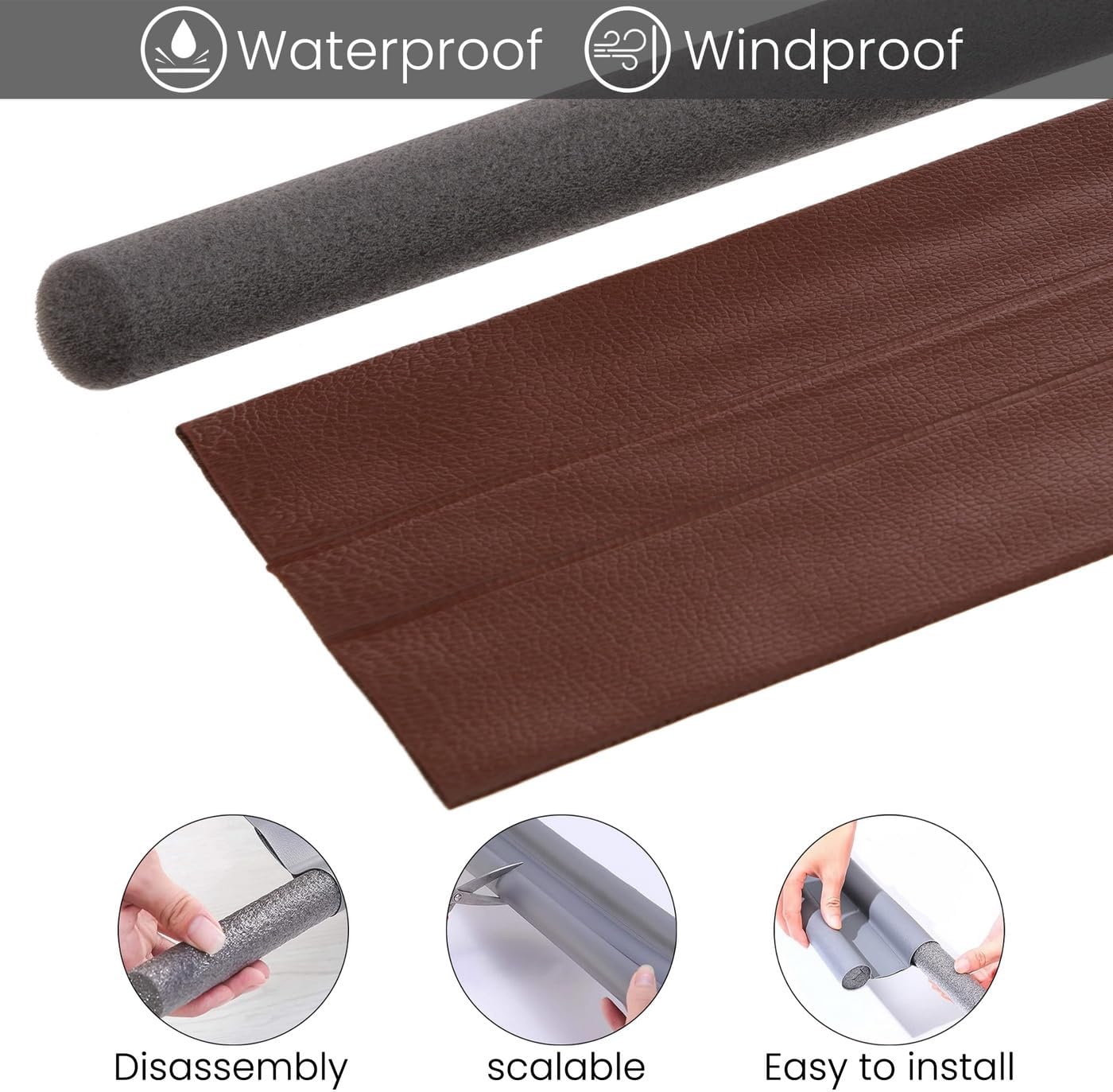 Adjustable Under Door Draft Blocker 37 Inch Brown