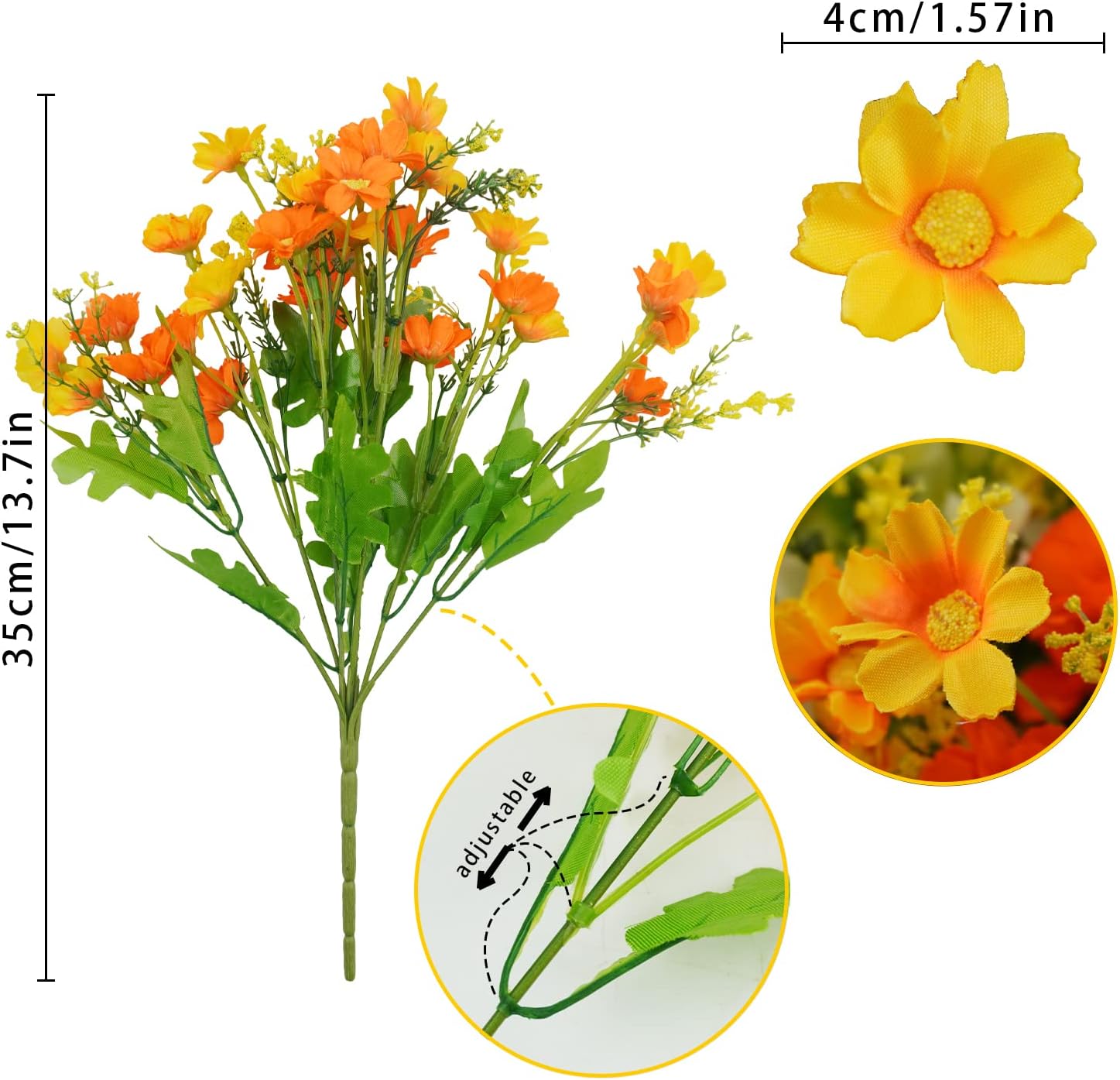 Agusbagli Artificial Flowers Outdoor 12Pcs Daisy Shrub UV Resistant Fake Flowers