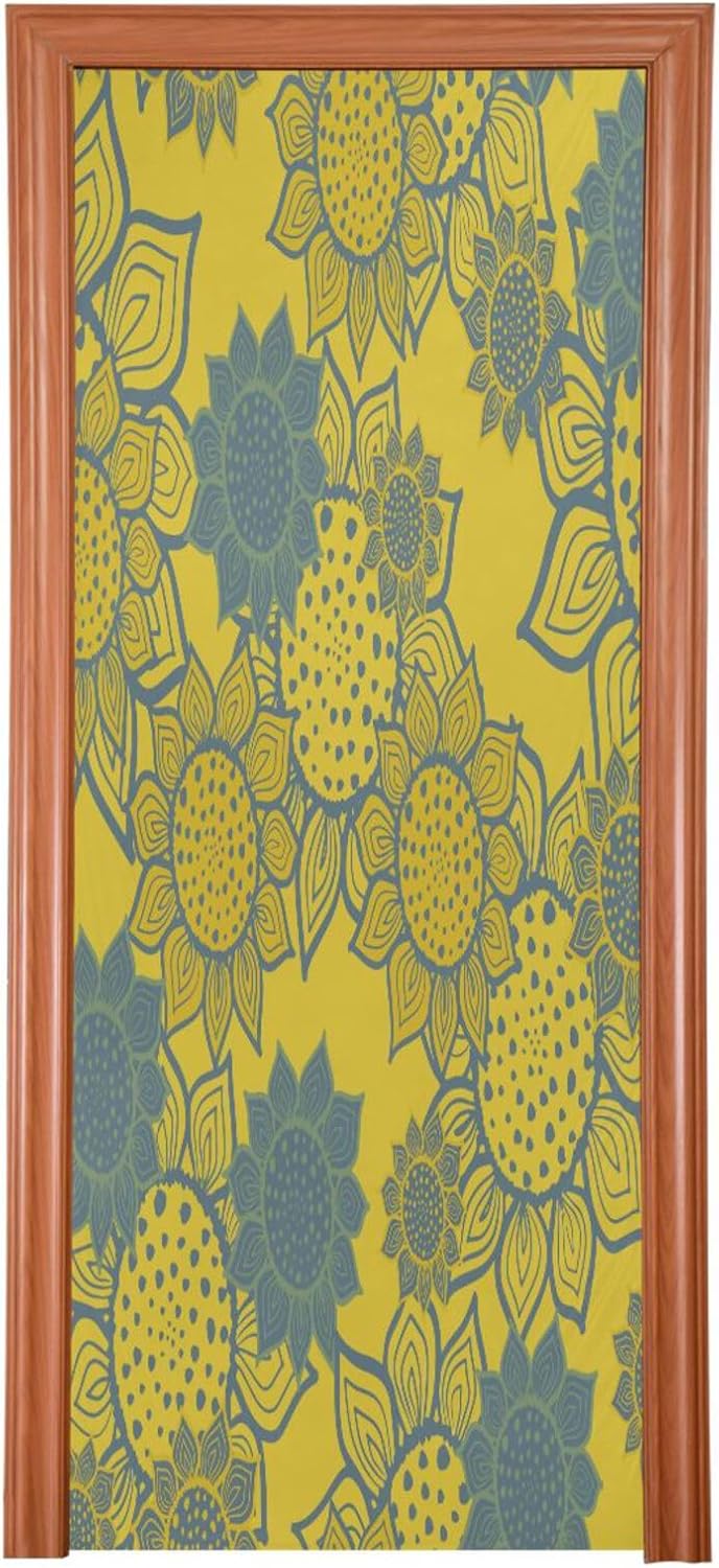 Susiyo Yellow Flower Halloween Door Cover Stretch Fabric