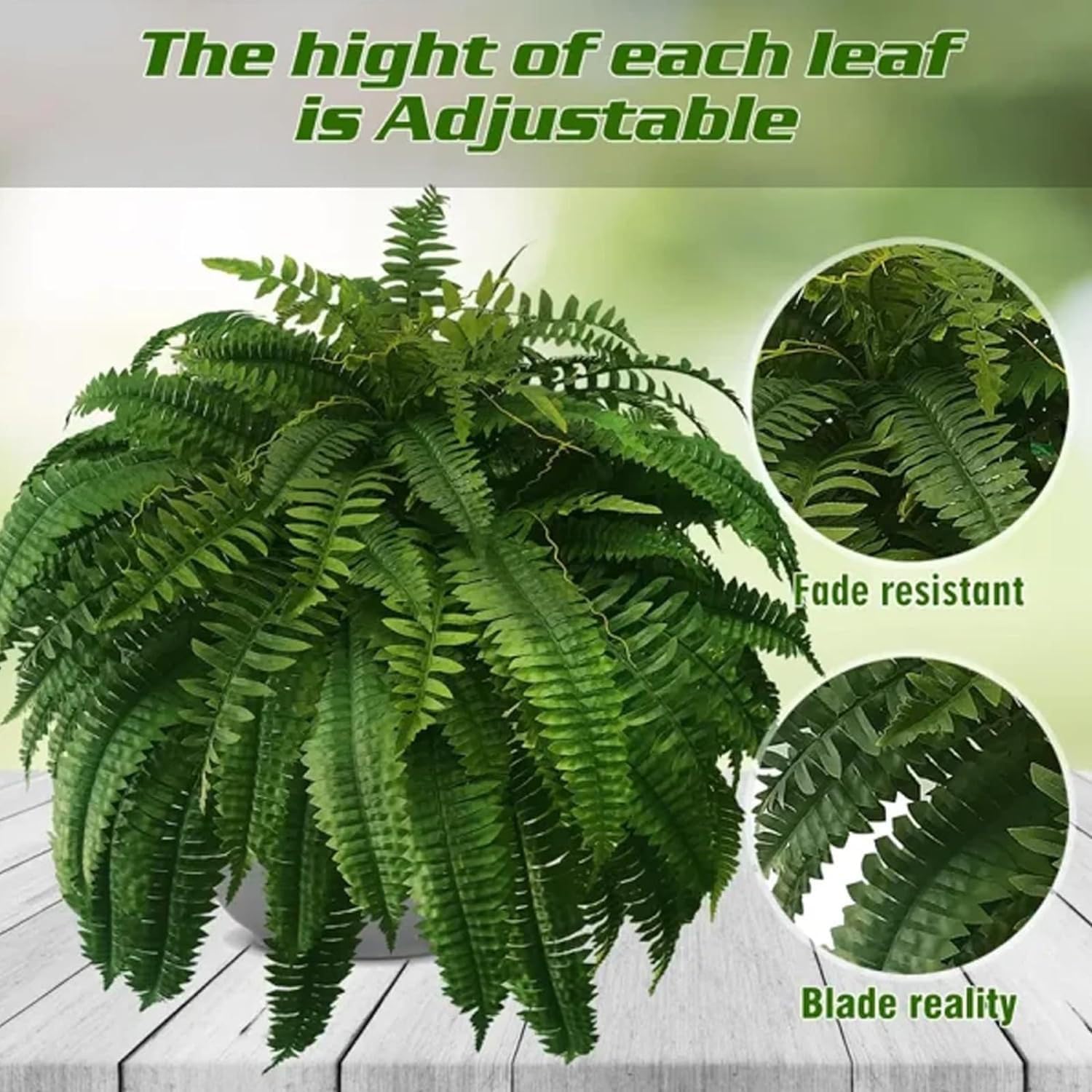 DACHUI 48 Inch Artificial Boston Fern Bush 88 Branches