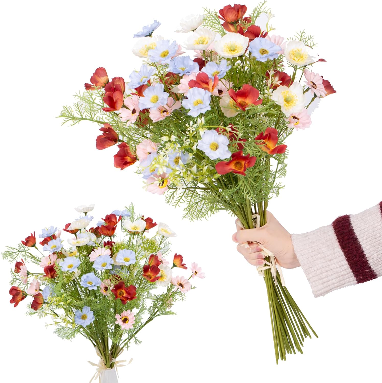TIVMIK Artificial Flower Bouquet 24 Inch Realistic Silk Flowers