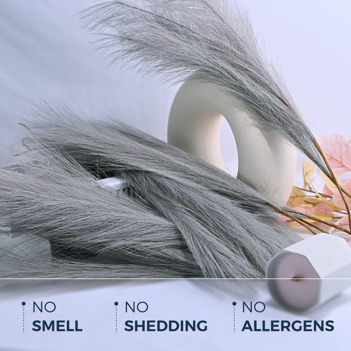 U-LIAN 12PCS Grey Faux Pampas Grass 24 Inch Decor