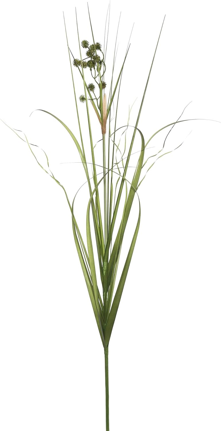 Vickerman 36 Inch Artificial Grass with Pomp Balls in Black Plastic Pot