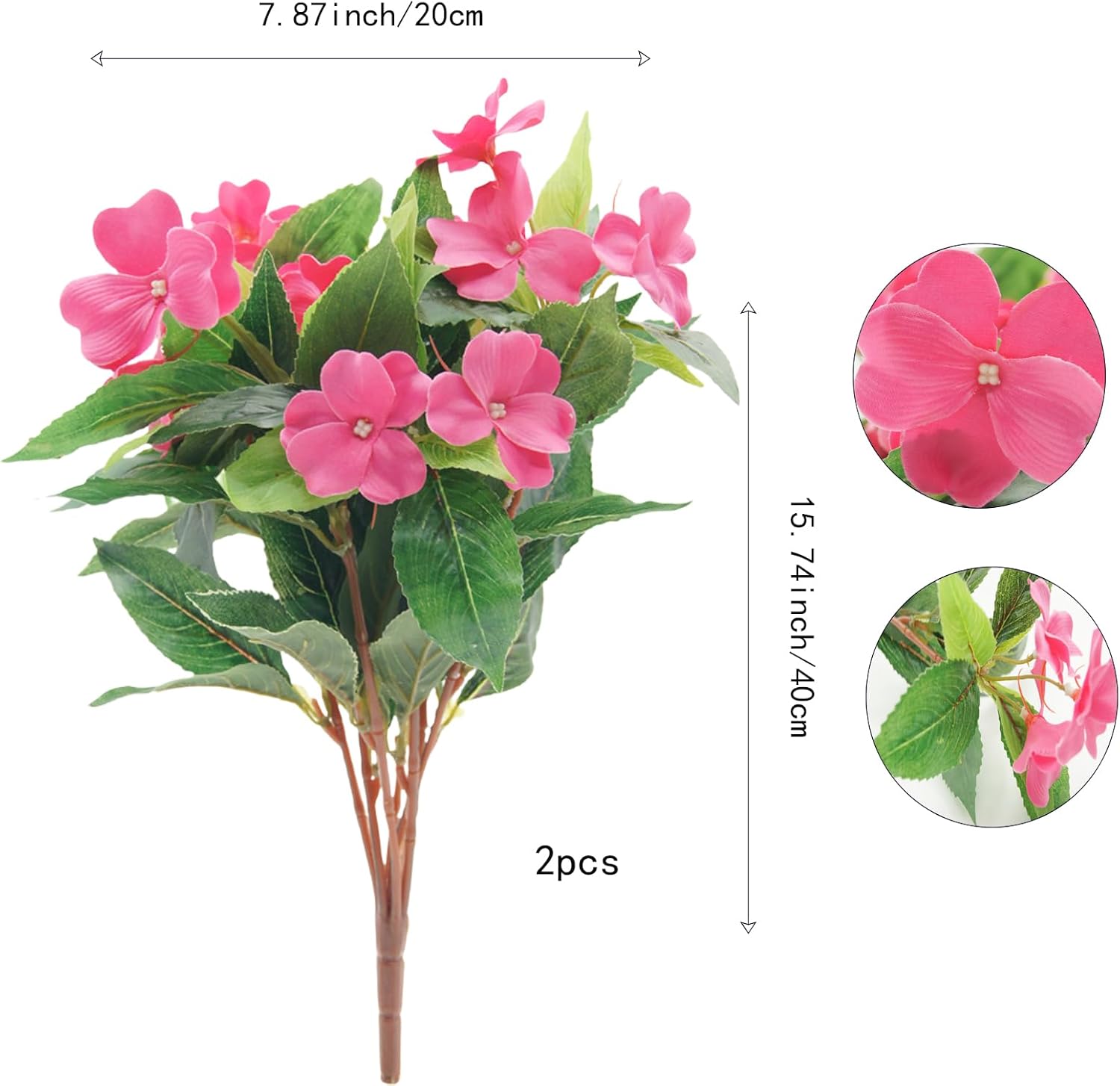 FERIAL Artificial Impatiens Bouquet for Outdoor Garden Decor