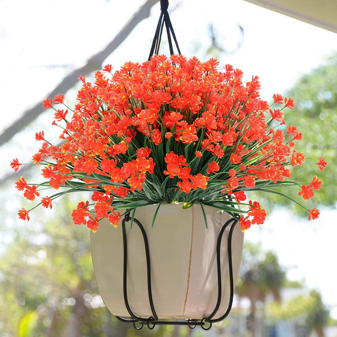 KLEMOO Artificial Flowers 8 Bundles UV Resistant Decor