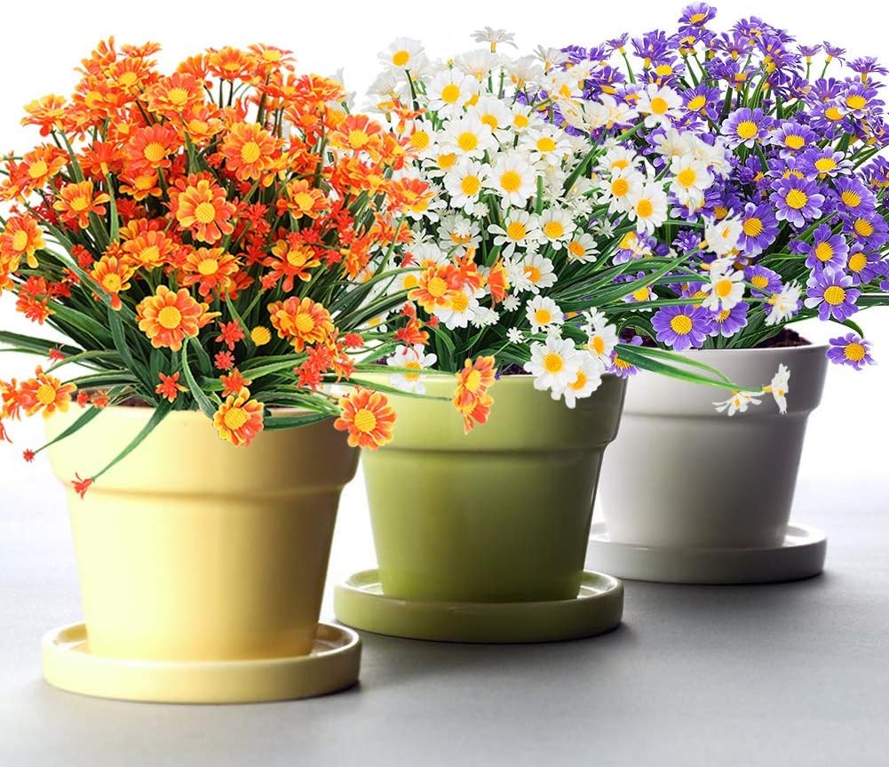 8 Bundle Artificial Daisy Flowers for Outdoor Decoration