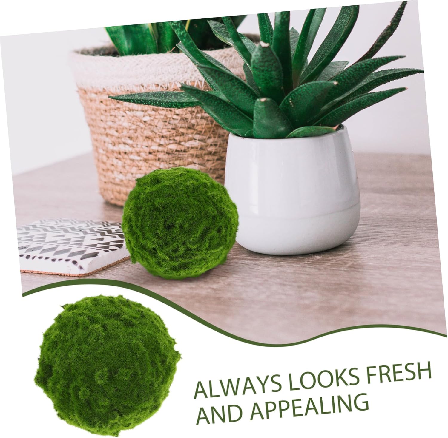 Happyyami Realistic Artificial Moss Ball 10cm Decorative Sphere