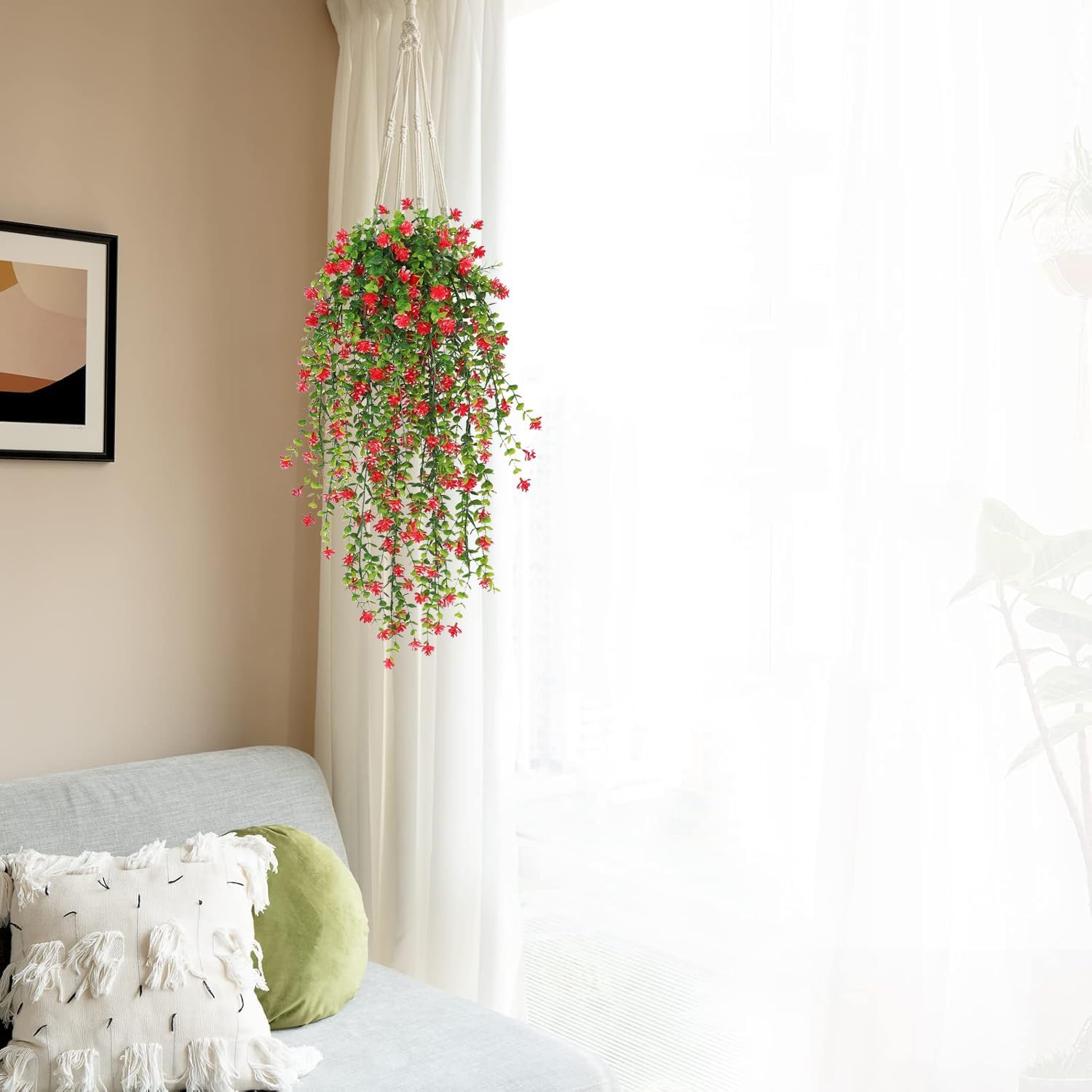 WEISPARK Artificial Hanging Flowers 4pcs Garland