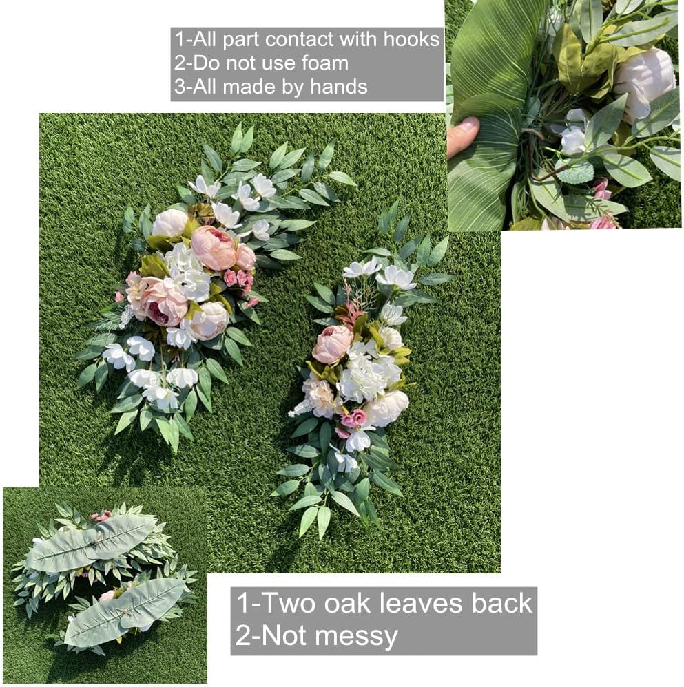 Wedding Arch Flowers 2pcs Artificial Eucalyptus and Peony Decor Set