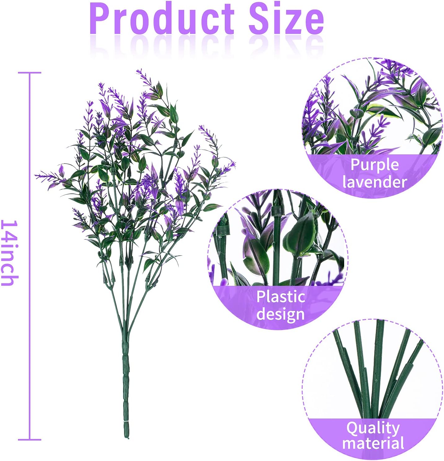 Herfate 20 Bundle Fake Lavender Flowers UV Resistant Hanging Decor