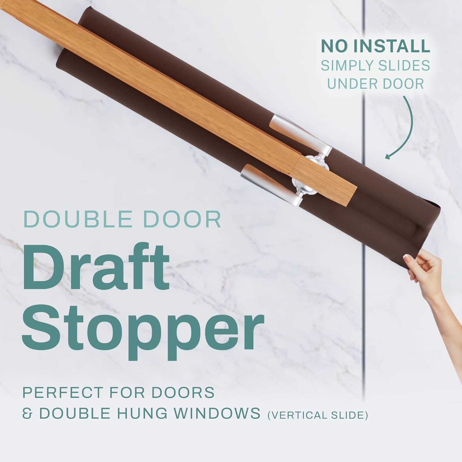 Home Intuition 36 Inch Twin Door Draft Stopper Brown 2 Pack 1