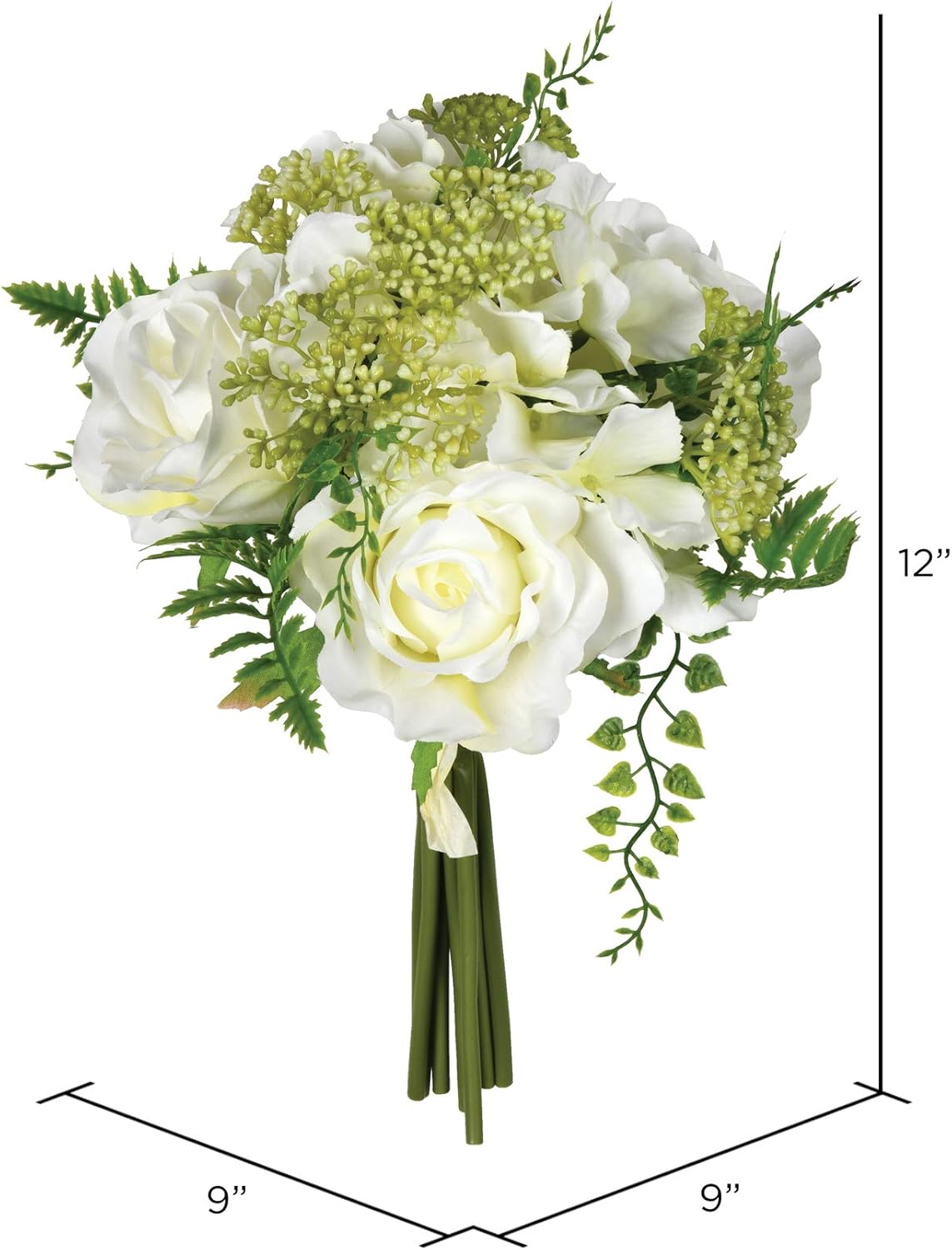 Vickerman Artificial White Rose Bouquet 12 Inch 2 Pack