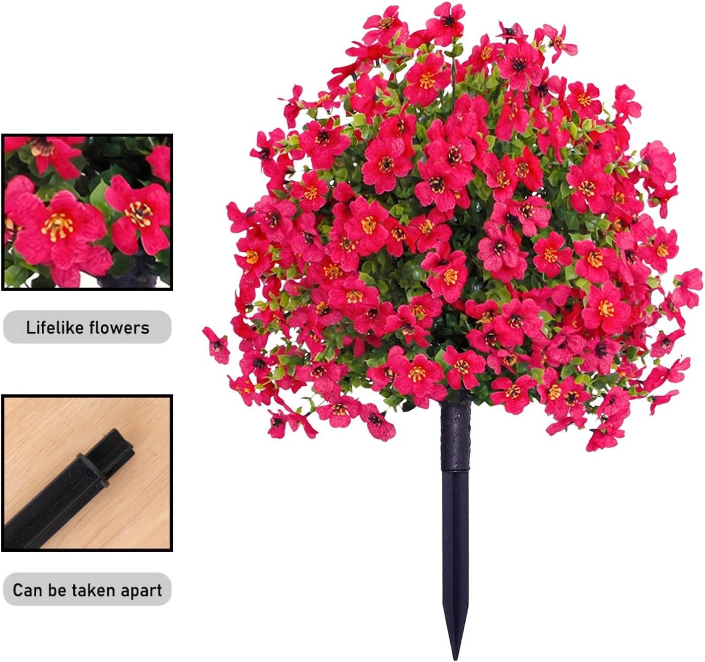 23 Inch Hot Pink Artificial Violet Stake Flowers