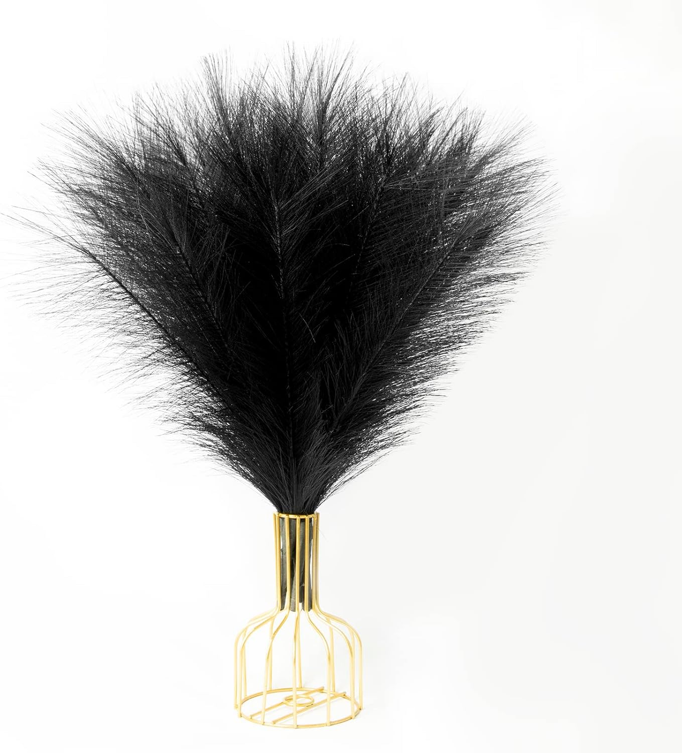 U-LIAN 6PCS Black Artificial Pampas Grass 17 Inch Decor