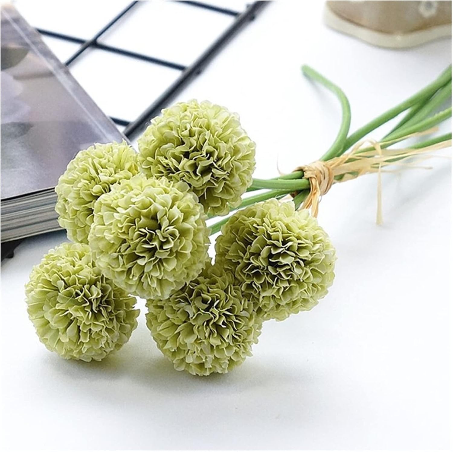 Artificial Flowers with Pots 6Pcs Bundle Gold Chrysanthemum