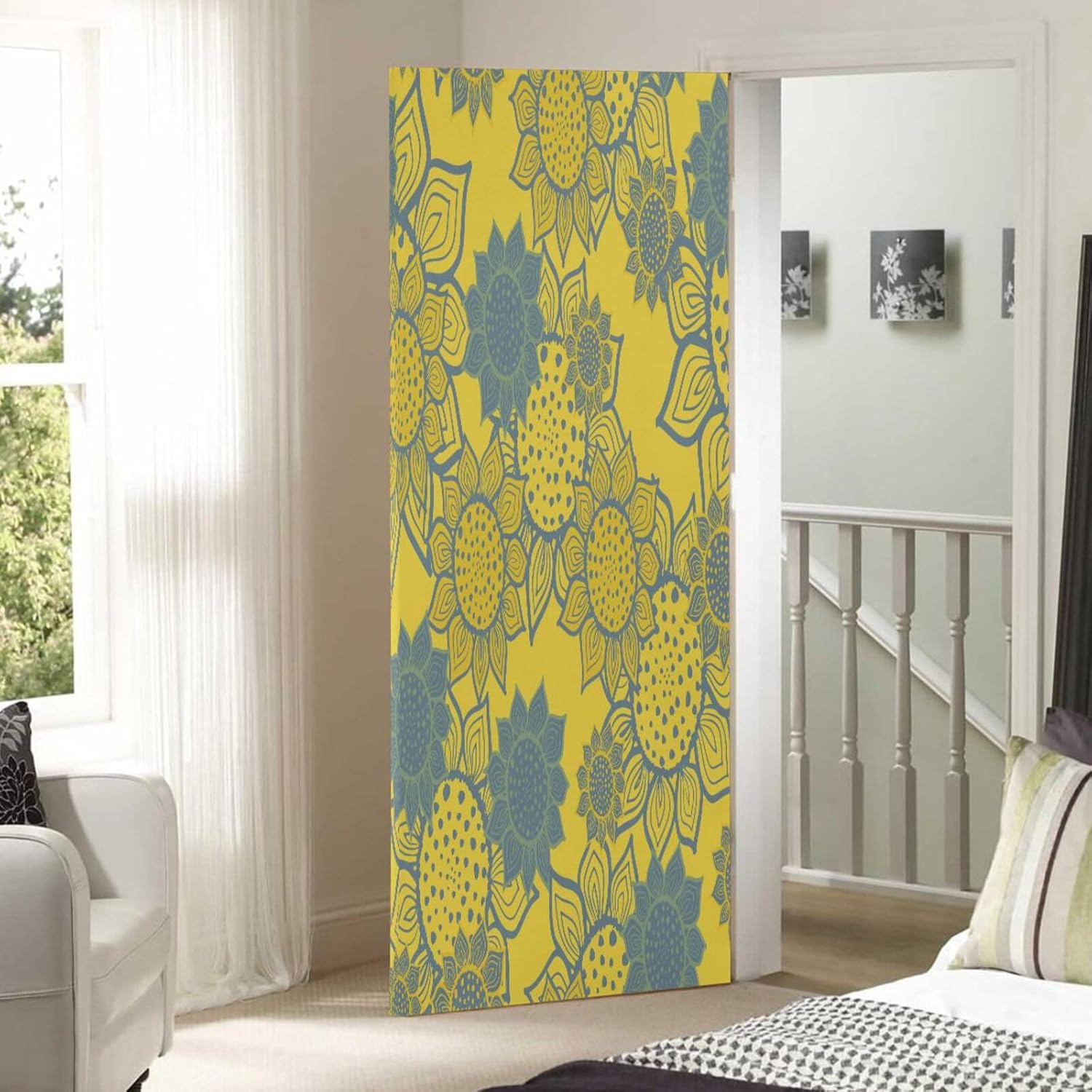 Susiyo Yellow Flower Halloween Door Cover Stretch Fabric