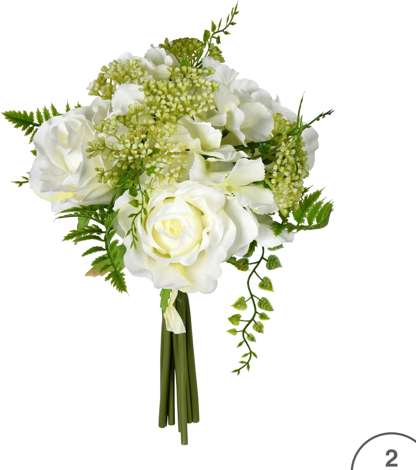 Vickerman Artificial White Rose Bouquet 12 Inch 2 Pack