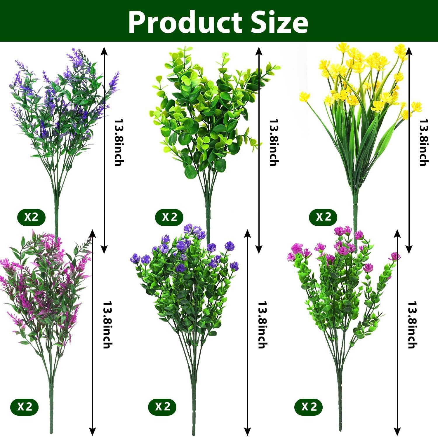 12 Bundle Artificial Flowers for Outdoor Decoration