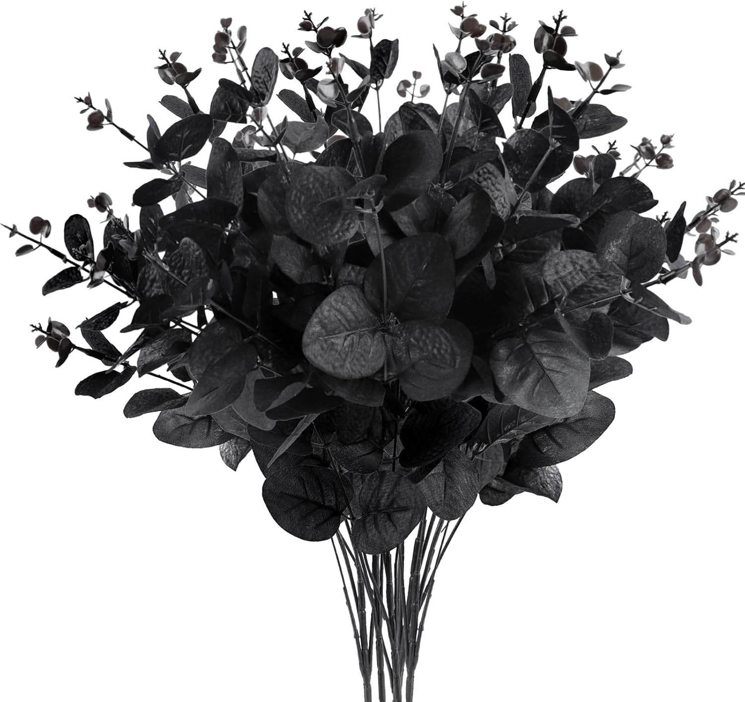6 Pcs Black Eucalyptus Stems for Halloween Decor
