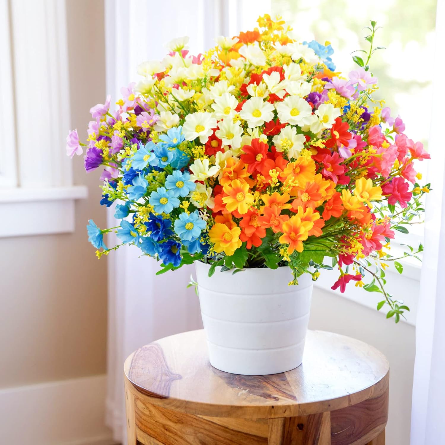 Agusbagli Artificial Flowers Outdoor 12Pcs Daisy Shrub UV Resistant Fake Flowers