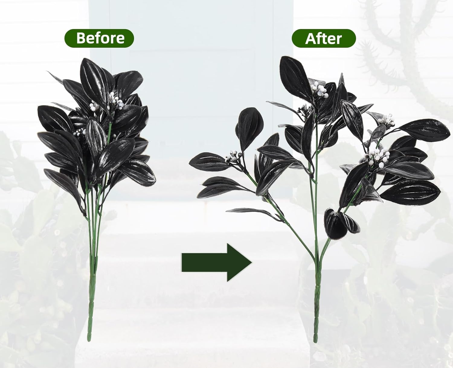 RECUTMS Halloween Artificial Black Bouquet Fake Flowers 10pcs Outdoor