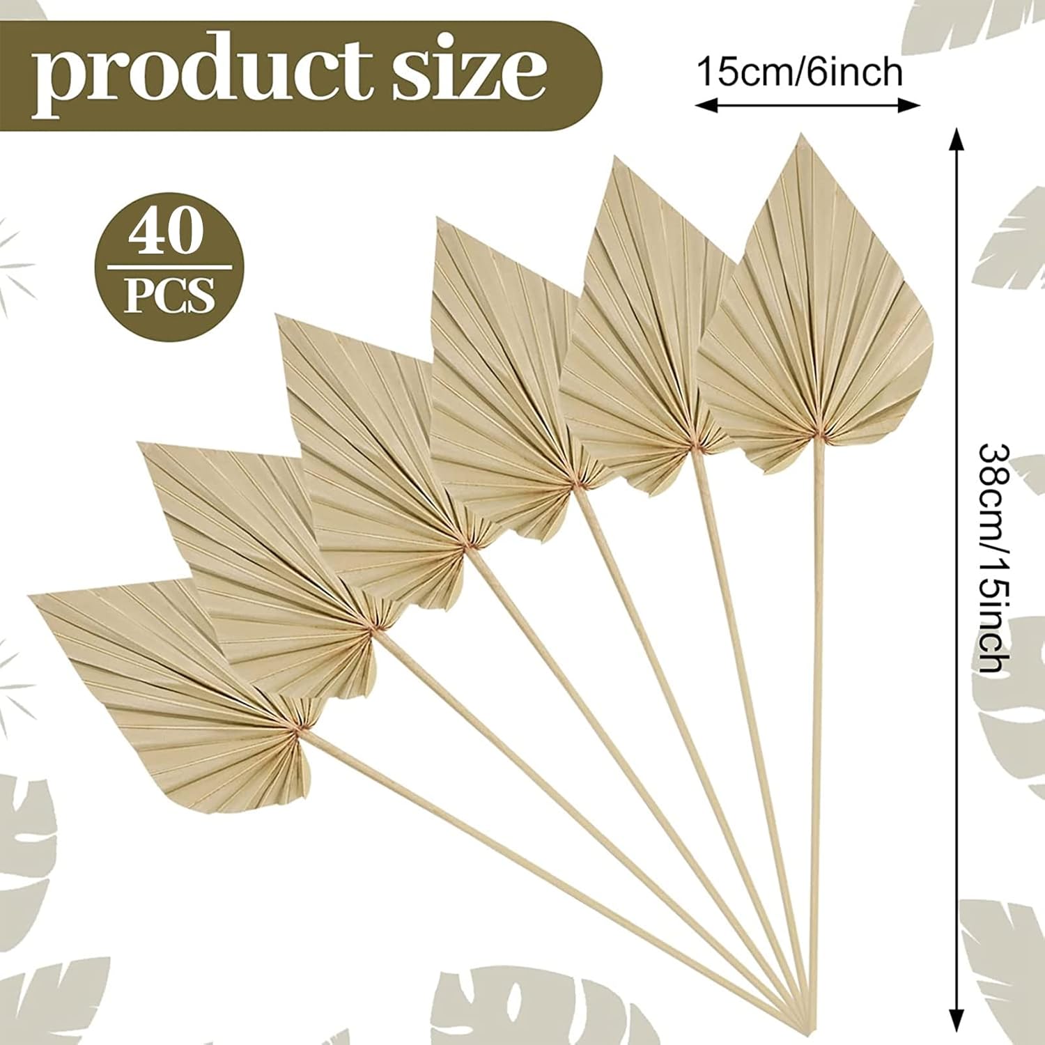Cenkaiyang 40 Pcs Boho Dried Palm Spears Leaves Decor