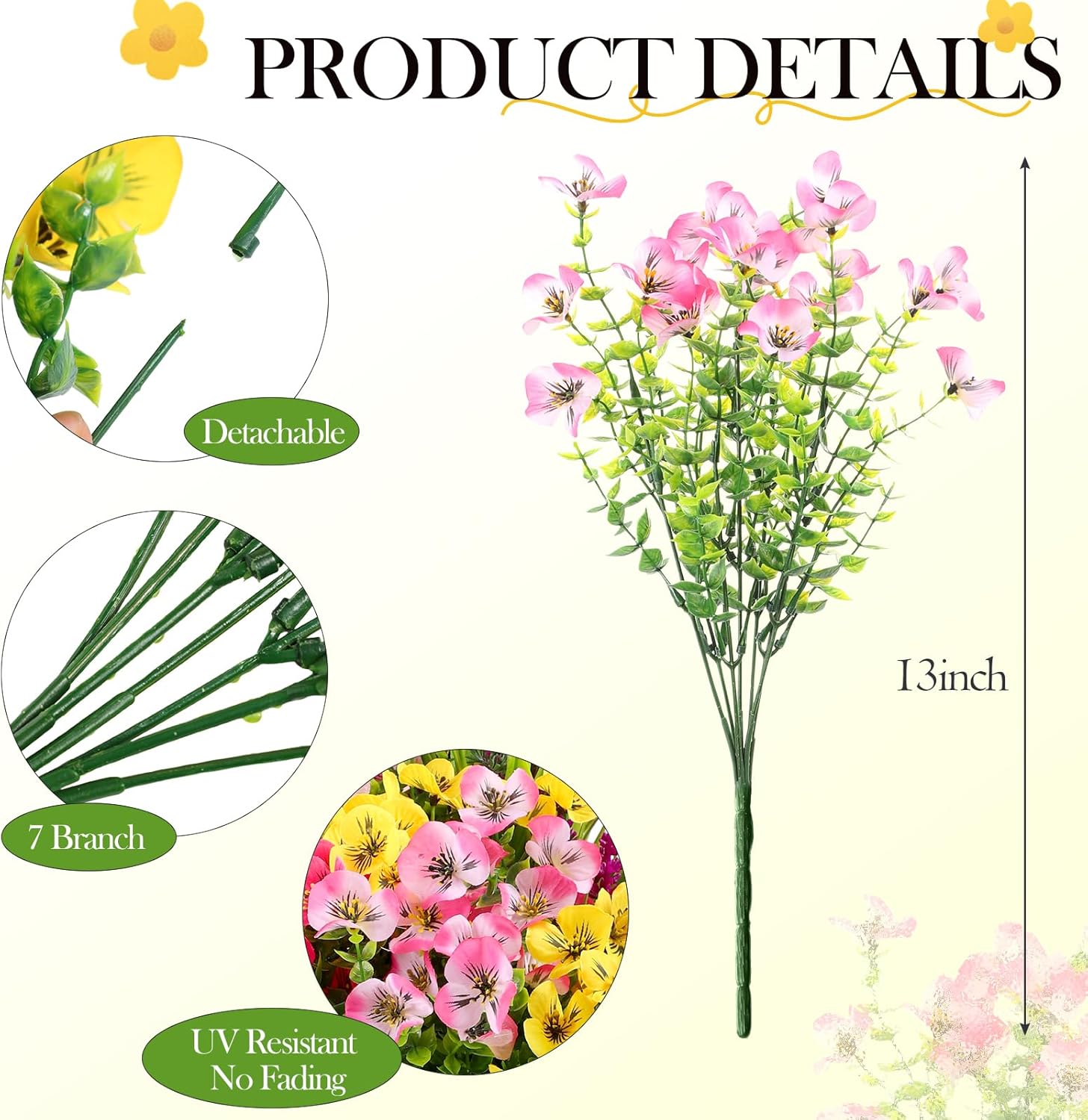 XYLENCO 15PCS Artificial Flowers for Outdoor and Indoor Use