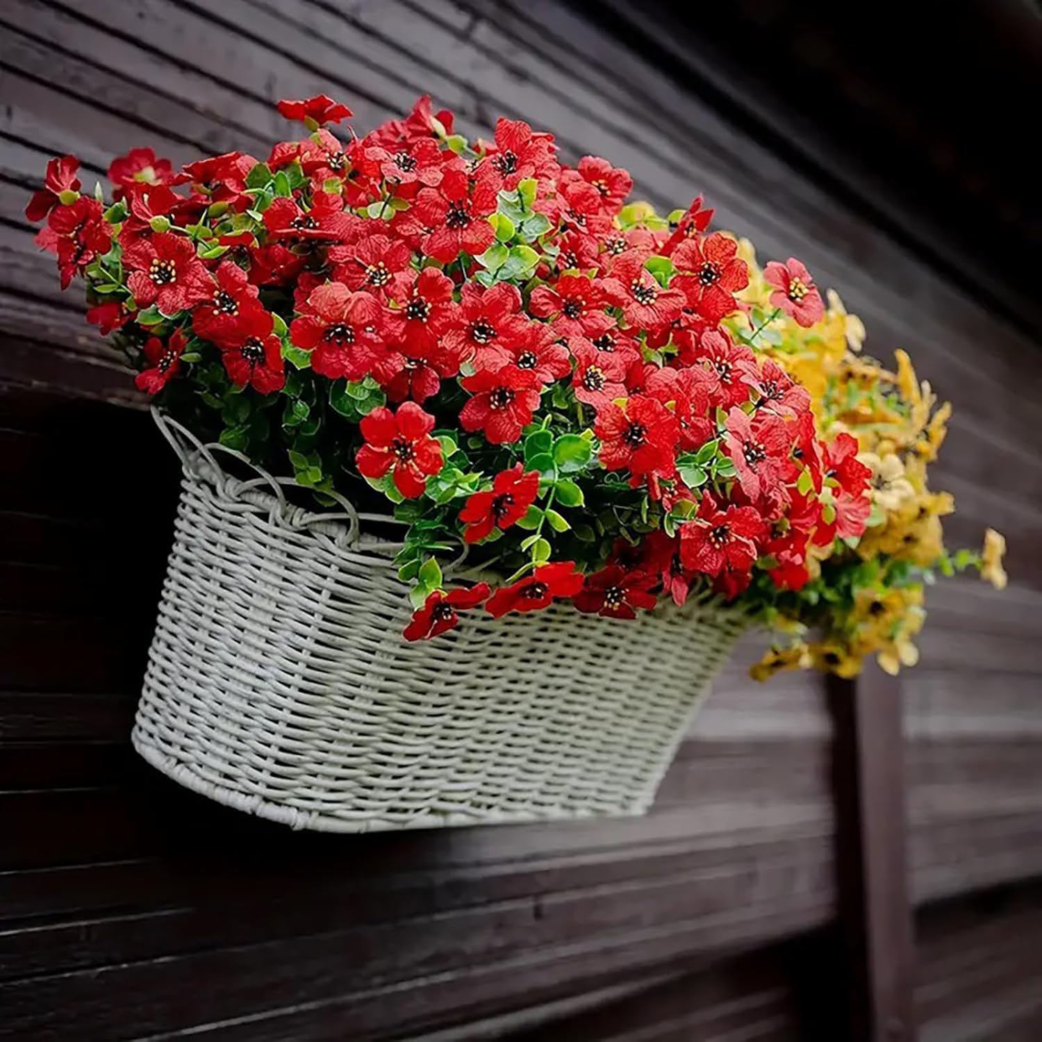 12 Bundle Artificial Flowers Outdoor UV Resistant Realistic Red