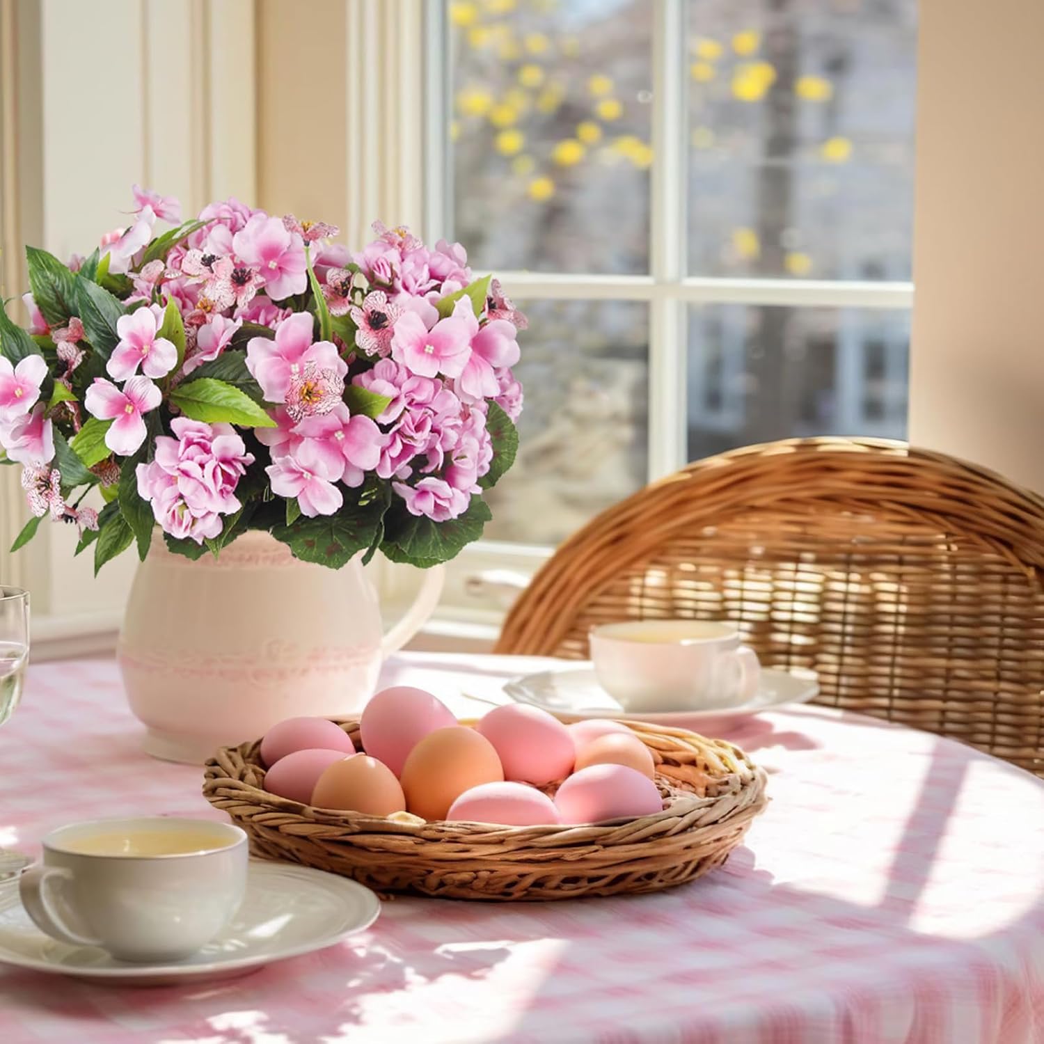 6 Pcs Artificial Impatiens Flowers for Outdoor Decor