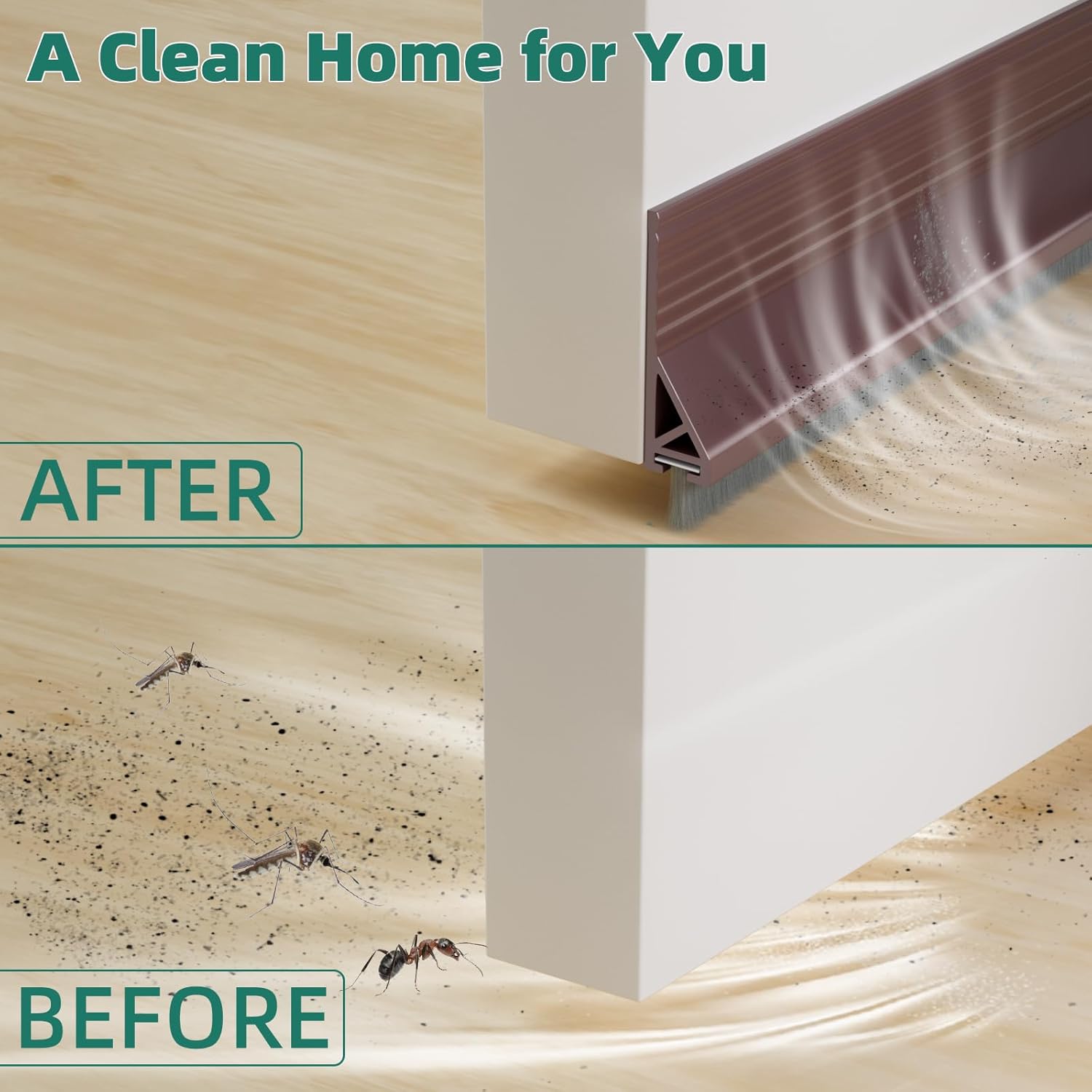 Vannesse Door Draft Stopper with Brush 2 Pack