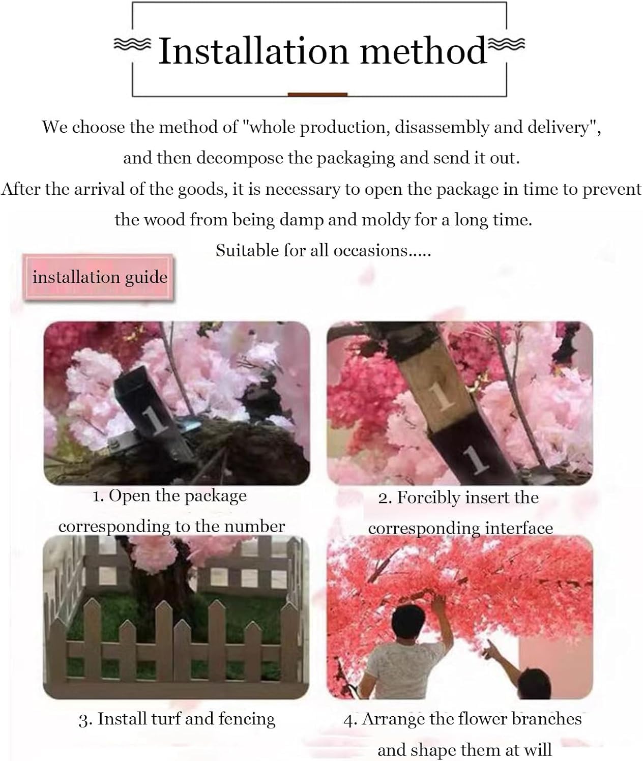Artificial Peach Blossom Tree 1mx08m Indoor Outdoor Decor