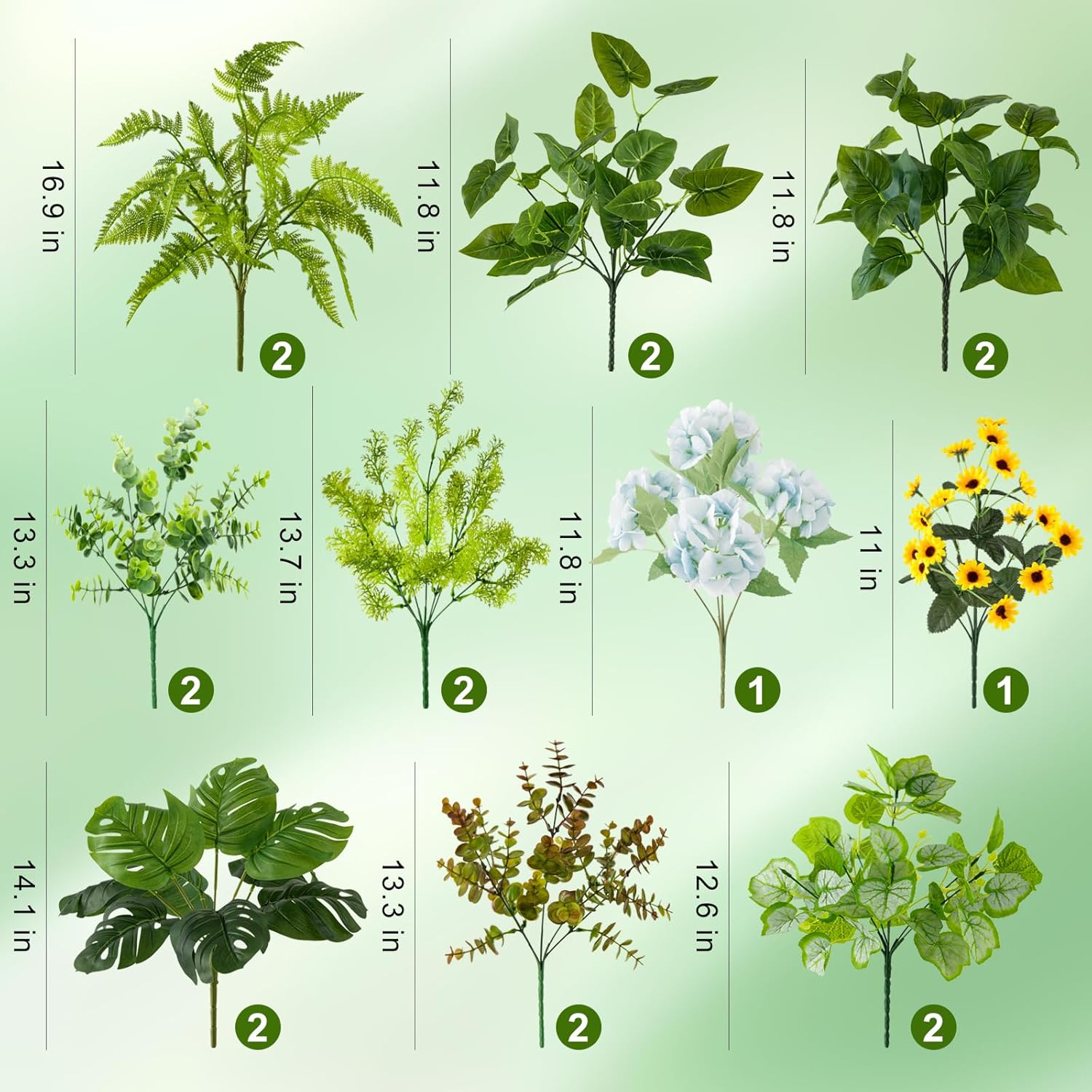 WINTS 17 Piece Artificial Plants Outdoor Decor Set