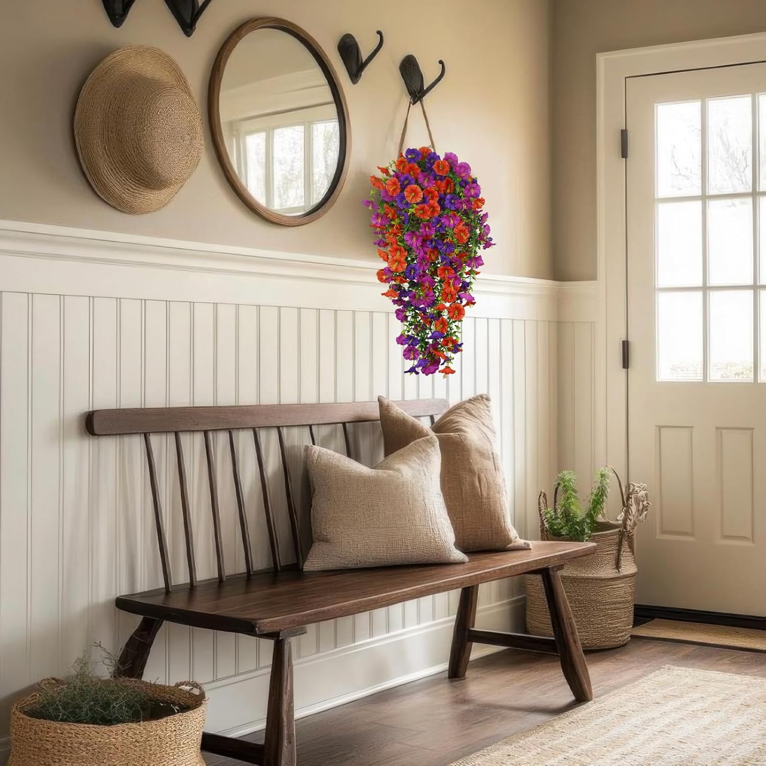 3 Pcs Artificial Hanging Flowers for Outdoor Decor