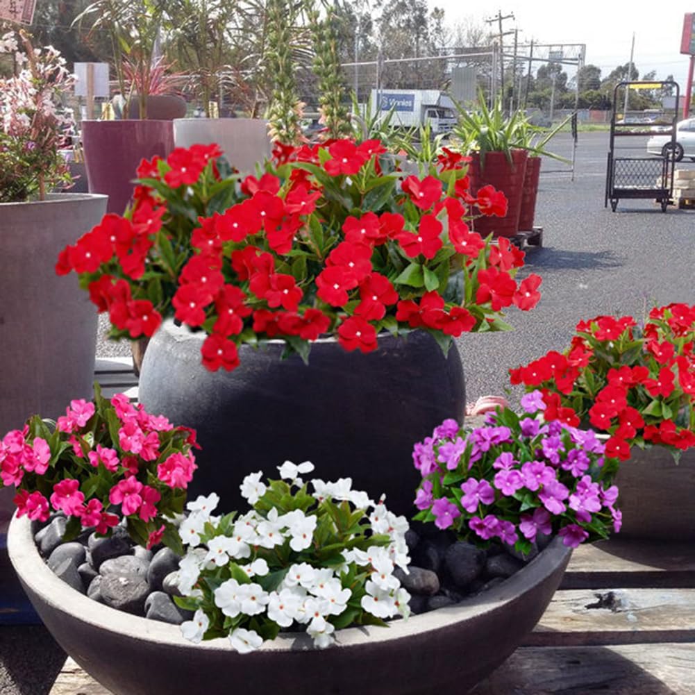 Artificial Impatiens Flowers 2PCS Red Outdoor Indoor Decor