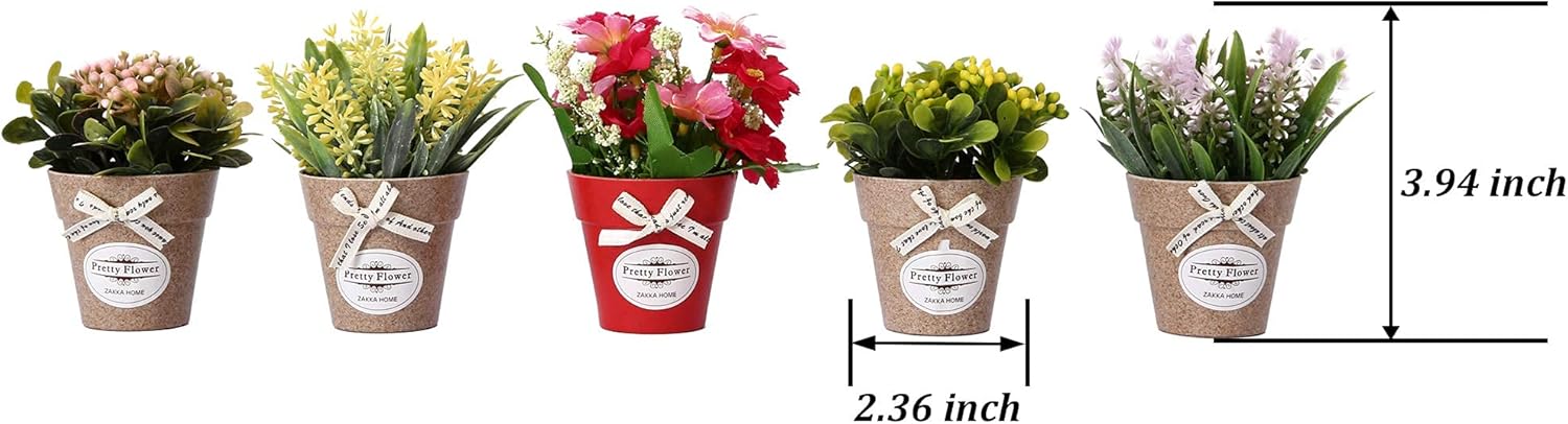 LUEUR Set of 6 Artificial Flowers with Vase