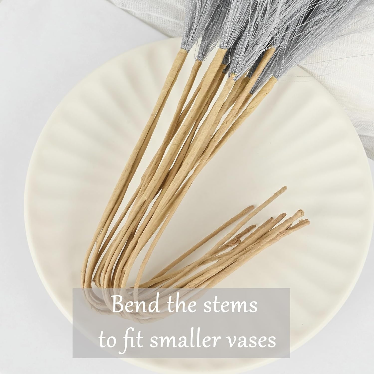 U-LIAN 36PCS Grey Faux Pampas Grass for Decor