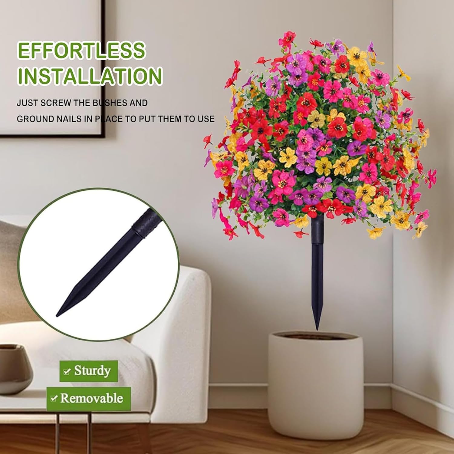 Artificial Violets with Ground Spikes 22 Inch 2pcs