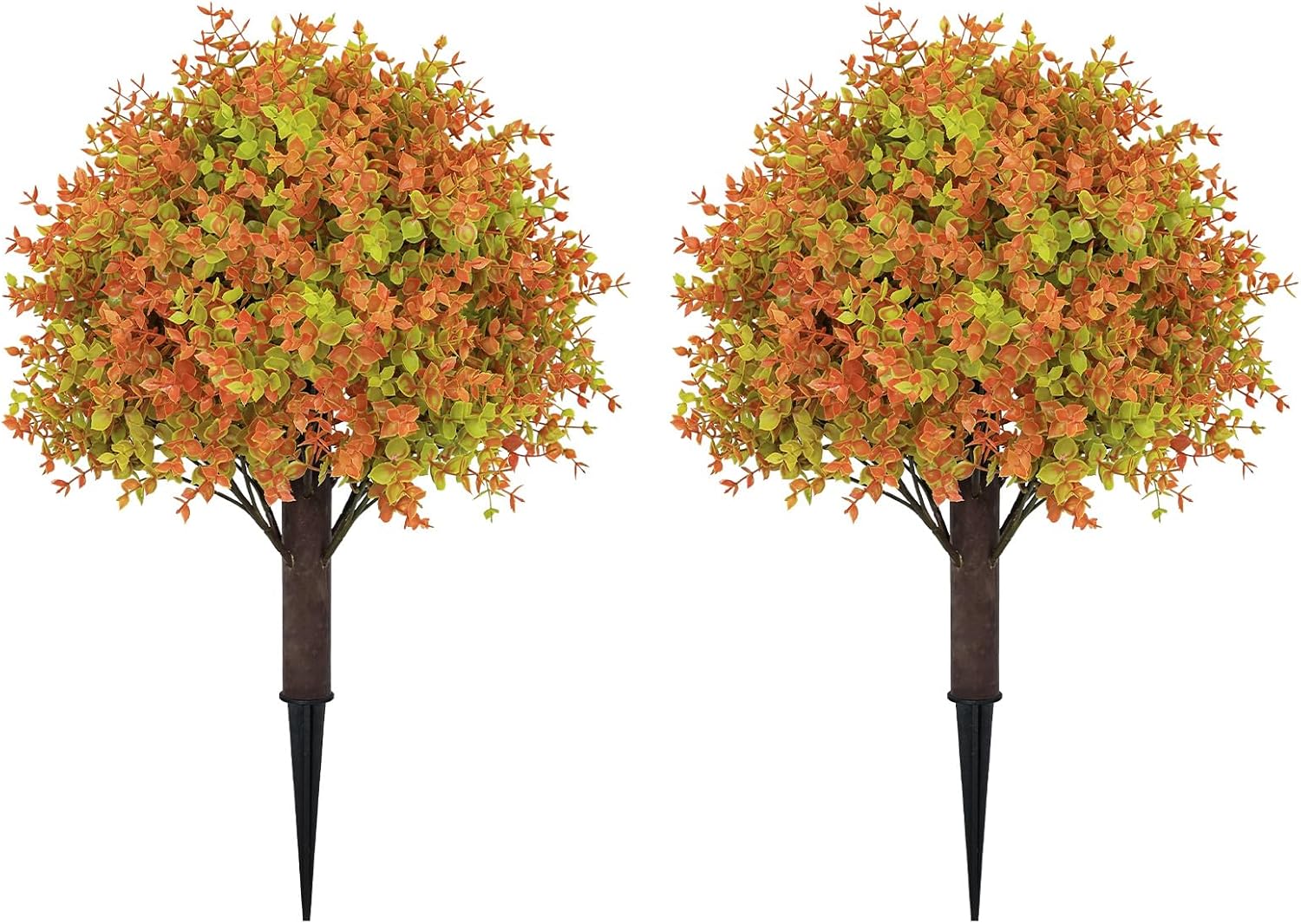 Artificial Fall Boxwood Plants Set of 2 UV Resistant Outdoor Topiary Trees